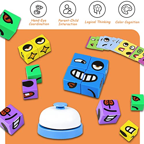 8 Puzzle de Expresión Facial Expresiones Mágico Puzzle Cubo Montessori IQ Puzzle Juguete de Interacción Building Cubes Emoji Cubo Juguetes Educativos para Niños 3+ años