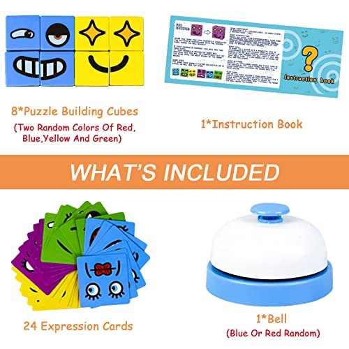 8 Puzzle de Expresión Facial Expresiones Mágico Puzzle Cubo Montessori IQ Puzzle Juguete de Interacción Building Cubes Emoji Cubo Juguetes Educativos para Niños 3+ años