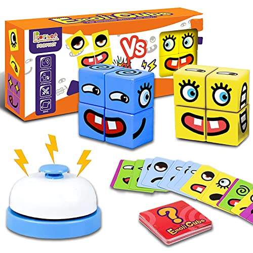 8 Puzzle de Expresión Facial Expresiones Mágico Puzzle Cubo Montessori IQ Puzzle Juguete de Interacción Building Cubes Emoji Cubo Juguetes Educativos para Niños 3+ años