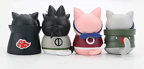 8pcs Anime Naruto Figuras Kawaii Q Versión Modle Naruto Cat Figuras de Acción Modelo de dibujos animados Niños Regalo Juguetes Traje