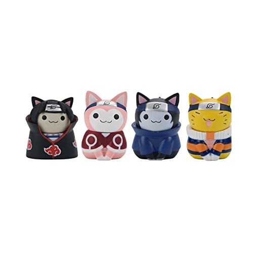 8pcs Anime Naruto Figuras Kawaii Q Versión Modle Naruto Cat Figuras de Acción Modelo de dibujos animados Niños Regalo Juguetes Traje