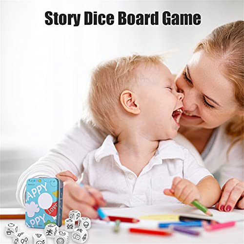 9 Piezas Story Dice Cubos Juguetes Juego de Mesa para niños, Divertido Juego de Dados de Historia en Caja Juego de Dados de Historia