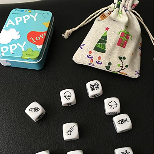 9 Piezas Story Dice Cubos Juguetes Juego de Mesa para niños, Divertido Juego de Dados de Historia en Caja Juego de Dados de Historia