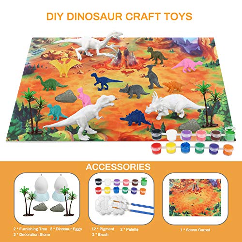 Achort Dinosaurio Pintar Juegos para Niños Dinosaurio Figuras para Pintar Manualidades Pintar Creativo DIY Dinosaurio Navidad Regalos Manualidades DIY Graffiti Toy para Niños