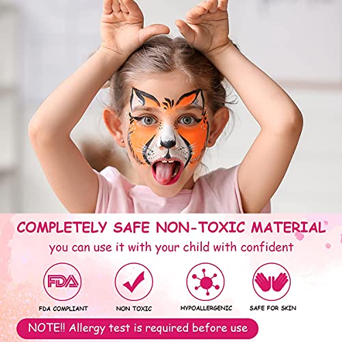 ACWOO Pintura de Cara para Niños, 28 Colores Seguridad No Tóxica Pintura Facial, Crayones de Maquillaje Ideal para Halloween Navidad Cosplay Fiesta y Party