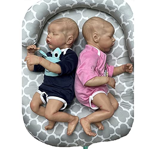 Adolly 2 Pack Reborn Muñeca Vívido 18 Pulgadas Cuerpo de Tela Relleno de Algodón Ponderado Muñecas Recién Nacida Regalos para Gemelos Mayores de 3 Años