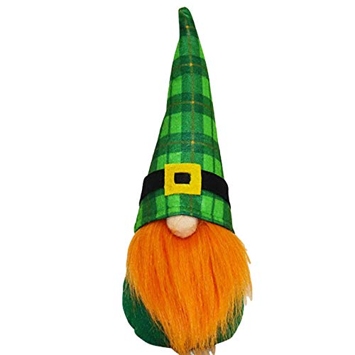 Adornos de gnomos lindos del día de San Patricio, peluche de elfo de la suerte irlandés hecho a mano, adornos domésticos de enano Tomte Elf escandinavo para decoración del hogar, regalo de la suerte