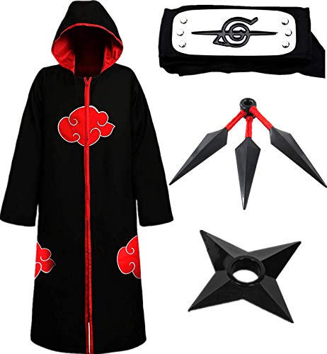 AISHANGYIDE Anime Naruto Equipo Eagle Sasuke Uchiha Cosplay Vestir Halloween Navidad Cumpleaños Carnaval Fiesta Mascarada Disfraz Naruto Headband Kunai Niño Adulto Unisexo Hokage Ninja Accesorios Set