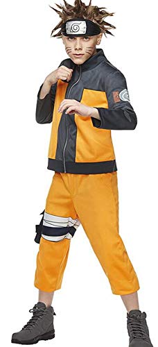 AISHANGYIDE Anime Naruto Shippuden Naruto Uzumaki Cosplay Vestir Halloween Navidad Cumpleaños Carnaval Fiesta Mascarada Disfraz Naruto Headband Kunai Adolescentes Adulto Hokage Ninja Accesorios Set