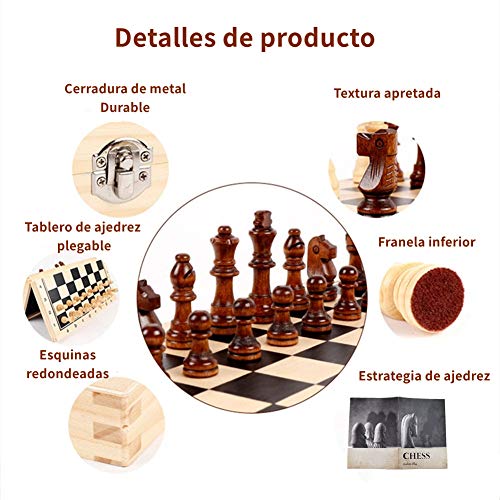 Ajedrez, Tablero Plegable De Madera PortáTil Tablero De Ajedrez PortáTil Recomendado por Maestros De Ajedrez Adecuado para Actividades De ReunióN Familiar