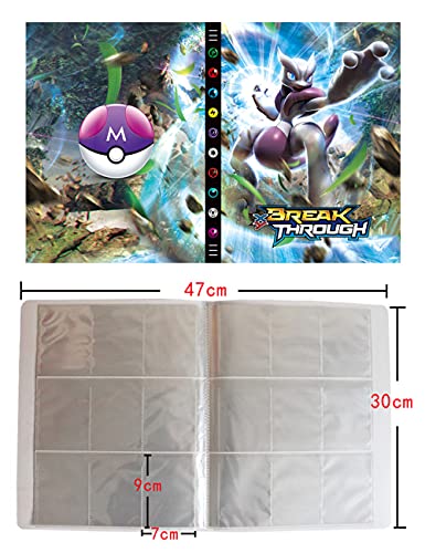 Album Compatible Con Cartas de Pokemon, Album Compatible Con Pokemon Para Cartas, Álbum de Pokemon, Carpeta compatible con Cartas Pokemon, Sostiene hasta 432 tarjetas (3D-Mewtwo)