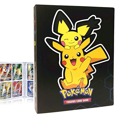 Album Compatible con Cartas Pokemon, Album Cartas Carpeta Cartas Compatible con Pokemon GX, Álbum de Cartas coleccionables de Pokémon, Capacidad para 30 páginas 240 Cartas (KL Pikachu)