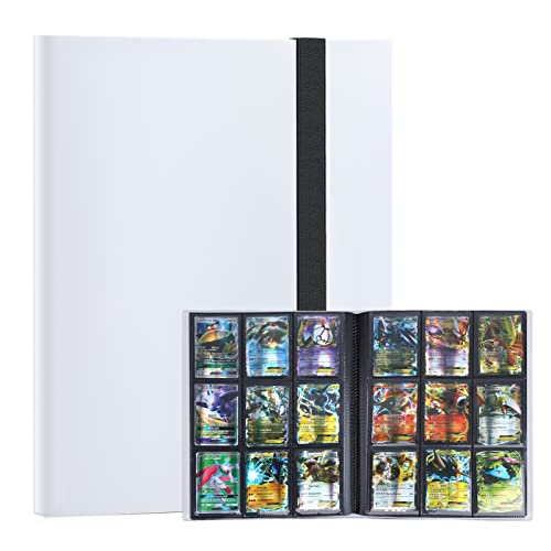 Álbum Grande para Cartas Coleccionables-360 Sobres para Pokémon Charizard GX VMAX TCG-Archivador Infantil para Cards Magic Star Wars Yu-Gi-Oh Fortnite Lego Fútbol-Binder Photocard Polaroid (Blanco)