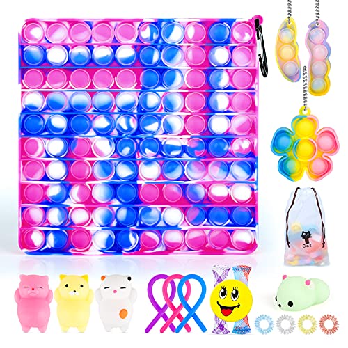 Alexsky Gran Sensory Pop Fidget It Toy Pack 100 Pops Big Square Bubble Kid Juguetes para TDAH, ADD, adultos ansiedad alivio del estrés