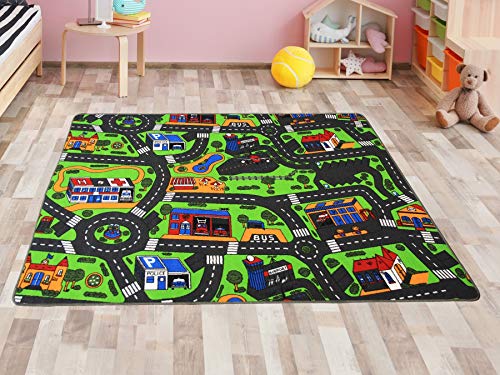 Alfombra Infatil CIUDAD 140cm x 200cm, Alfombra Coches Circuito | Alfombra Carretera Infantil de Juegos