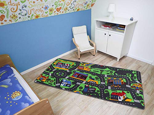 Alfombra Infatil CIUDAD 140cm x 200cm, Alfombra Coches Circuito | Alfombra Carretera Infantil de Juegos