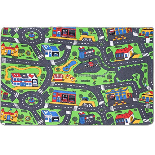 Alfombra Infatil CIUDAD 140cm x 200cm, Alfombra Coches Circuito | Alfombra Carretera Infantil de Juegos