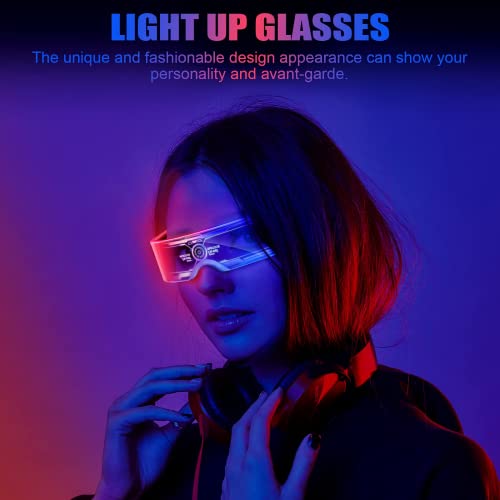 ALLILUYAA Gafas Luminosas LED,Gafas con Luz LED Fiesta Cyberpunk,5 Modos Gafas De Luces Luminosas Coloridas Electrónicas Futuristas,Para Festivales,Fiestas,Navidad,Dj,Conciertos En Vivo