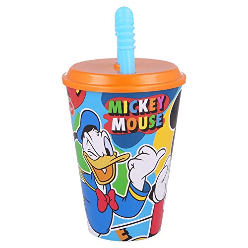 ALMACENESADAN 2518; Vaso con caña Reutilizable Easy Disney Mickey Mouse Icons, Capacidad 430 ml; Producto de plástico; NO BPA