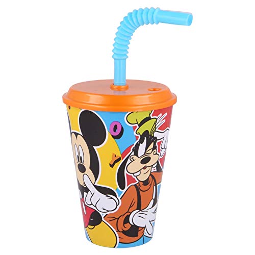 ALMACENESADAN 2518; Vaso con caña Reutilizable Easy Disney Mickey Mouse Icons, Capacidad 430 ml; Producto de plástico; NO BPA