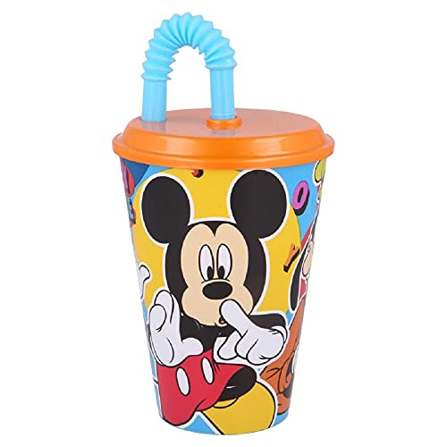 ALMACENESADAN 2518; Vaso con caña Reutilizable Easy Disney Mickey Mouse Icons, Capacidad 430 ml; Producto de plástico; NO BPA