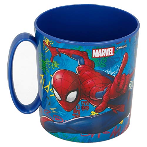 ALMACENESADAN 2576; Taza Spiderman; Cabeza de Spiderman; Producto de plástico, Reutilizable; Libre de bpa; Capacidad 410 ml