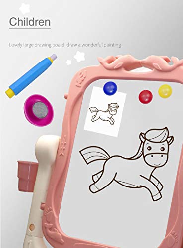 ALXDR Arte Caballete para Niños/Pizarra Magnética Y Pizarra Tablero De Dibujo para Niños con Tapa De Doble Cara con Arte Suministro Kit De Inicio,Short