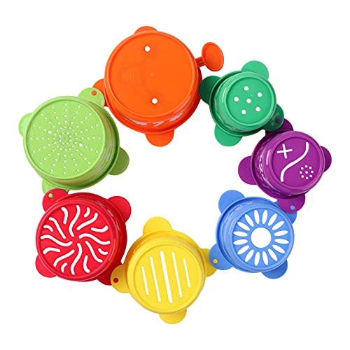 Amazon Brand - Eono Cubos Apilables Bebe, 7 Piezas de Tazas para Apilar, Juego Montesorri para Niños, Juguetes de Bañera y Playa