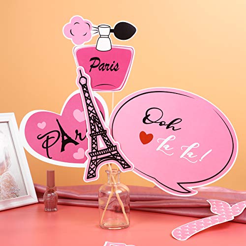 Amosfun 18PCS Paris Photo Booth Props Kit Tema francés Photo Booth Props Ooh La La Paris Favores de Fiesta para cumpleaños Boda Baby Shower Fiesta Decoración Suministros