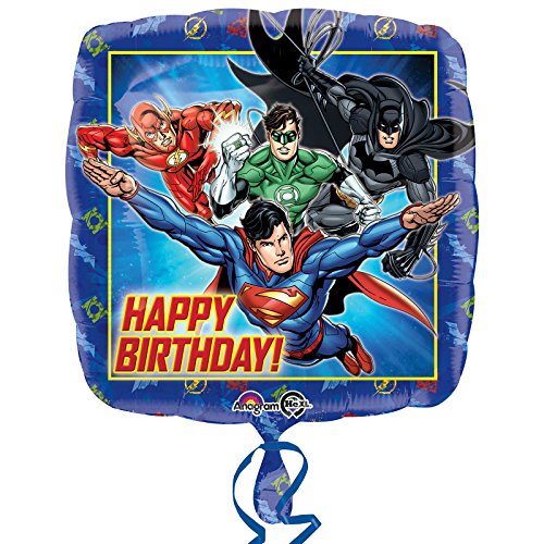 amscan 3238101 DC Comics - Globo de papel de aluminio para cumpleaños con tema de la Liga de la Justicia, 1 unidad