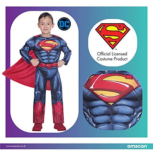 amscan 6609072 Disfraz de músculo para niños Warner Bros DC Comics con licencia Superman clásico (8-10 años)