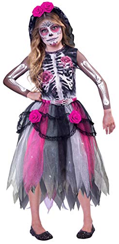 amscan 9903417 Little Miss Day of the Dead - Disfraz para niños de 10 a 12 años, 1 unidad