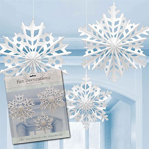 amscan Abanico de Papel Copo de nieve-30cm a 40cm-3 PC