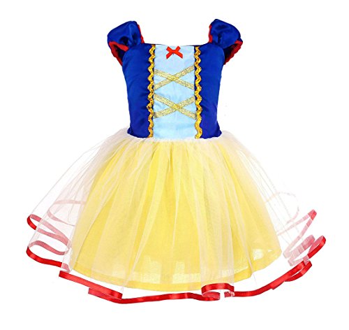 AmzBarley Disfraz Vestido Princesa Blancanieves Niña Tutu Ceremonia,Traje Niña,Disfraz Infantil Fiesta Carnaval Cosplay Halloween 1-2 Años