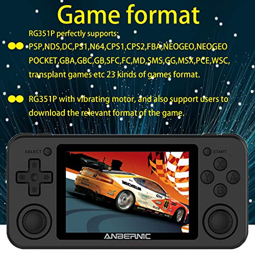 Anbernic RG351P Consola Retro Portatil 3.5"IPS,Buena Retro Game Console 64GB soporta PSP,NDS,DC,RK3326 Chip 1.5GHz,Open Source Linux System Consola de videojuegos retro con 2500 juegos(black)