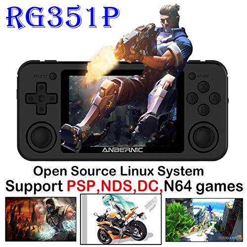 Anbernic RG351P Consola Retro Portatil 3.5"IPS,Buena Retro Game Console 64GB soporta PSP,NDS,DC,RK3326 Chip 1.5GHz,Open Source Linux System Consola de videojuegos retro con 2500 juegos(black)