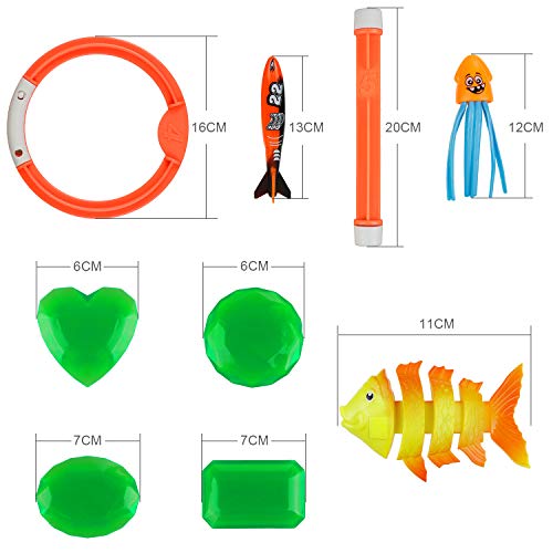 Anpro 16 PCS Juguete Piscina de Buceo para Niños,Juegos de Agua en Verano, Kit de Regalo para Niños