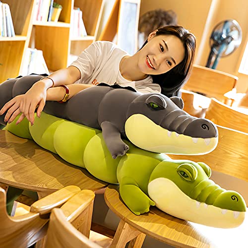 Anyinghh 80/100/120 cm Grande Divertido Lindo cocodrilo Dinosaurio de Peluche de Juguete muñeca niña Cama Almohada para Dormir muñeca Super Suave 120 cm Lago Azul