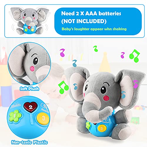 aovowog Interactivo Juguetes Bebés Juguete Felpa Peluche Elefante,Juguete Educativo Temprano Juguetes Suaves,Juguetes Musicales Sonido con Música y Luces,Regalo para Niños