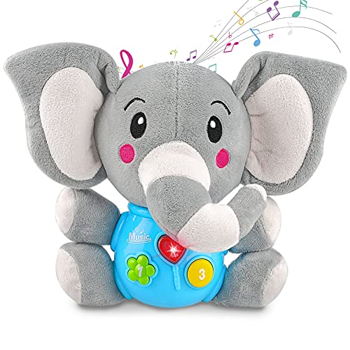 aovowog Interactivo Juguetes Bebés Juguete Felpa Peluche Elefante,Juguete Educativo Temprano Juguetes Suaves,Juguetes Musicales Sonido con Música y Luces,Regalo para Niños