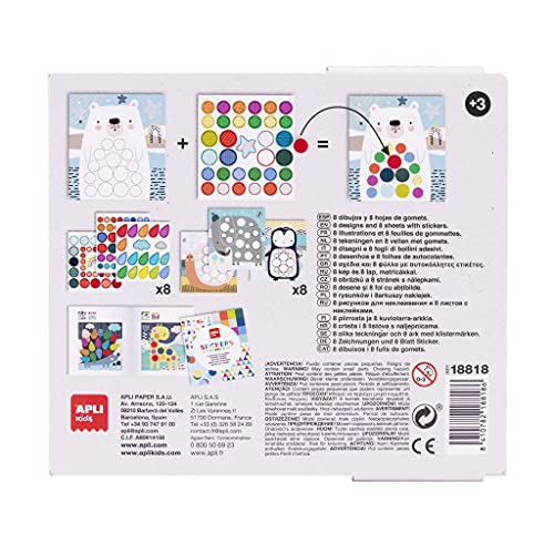 APLI Kids 18818 - Juego de gomets multicolores en caja de cartón modelo OSO - Juego de pegatinas para completar las ilustraciones