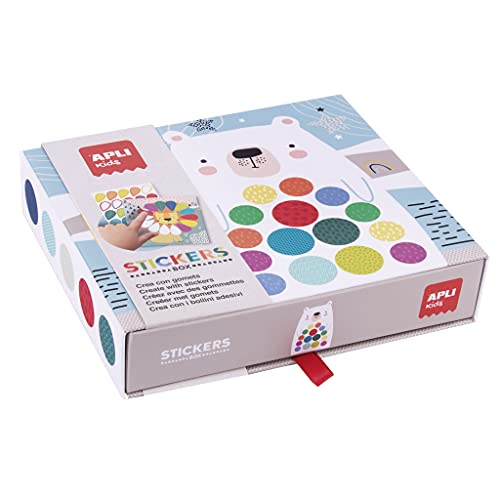 APLI Kids 18818 - Juego de gomets multicolores en caja de cartón modelo OSO - Juego de pegatinas para completar las ilustraciones