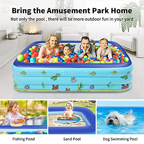 ARNTY Piscinas Desmontables, Piscina Hinchable,Piscina Rectangular, 262x175x60cm Grande Piscina Infantil Piscina Duradera para Niños, Adultos, Familias, Parque Acuatico