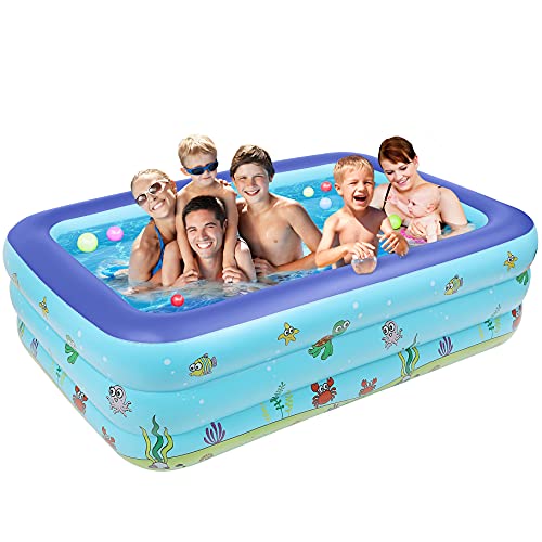 ARNTY Piscinas Desmontables, Piscina Hinchable,Piscina Rectangular, 262x175x60cm Grande Piscina Infantil Piscina Duradera para Niños, Adultos, Familias, Parque Acuatico