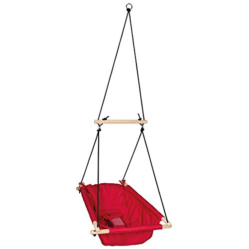 Asiento colgador en loneta rojo, columpio hamaca y asiento para bebes y niños, utilizable desde el nacimiento hasta los 6 años o 30kg