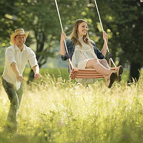 Asiento de Columpio de Madera con Cuerda de cáñamo Ajustable, Columpio de árbol para niños y Adultos, Juego de Columpio de Cuerda para Juegos de jardín al Aire Libre en Interiores (Oro)