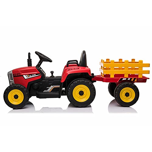 ATAA Tractor Ceres con Remolque - Rojo - Tractor eléctrico para niños con Mando para Padres y batería 12v