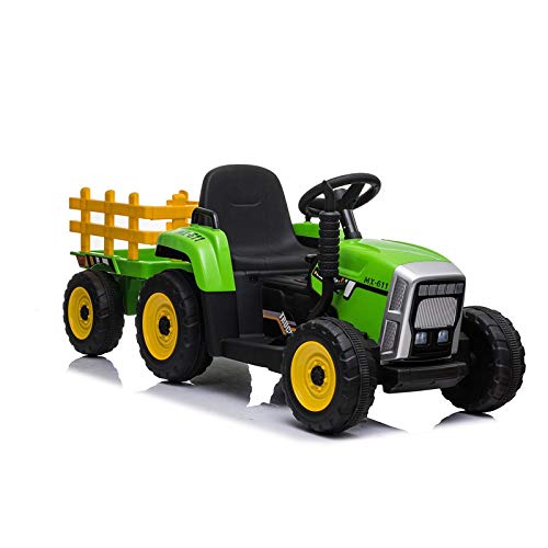 ATAA Tractor Ceres con Remolque - Verde - Coche eléctrico para niños Tractor con batería de 12v Remolque y Mando para Padres