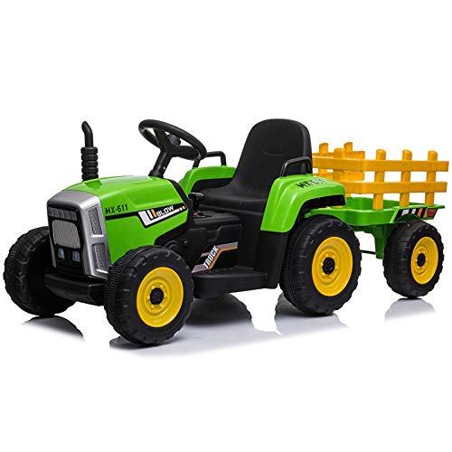 ATAA Tractor Ceres con Remolque - Verde - Coche eléctrico para niños Tractor con batería de 12v Remolque y Mando para Padres