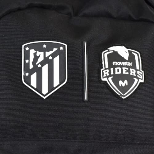 Atlético de Madrid - Mochila Escolar Basic - 45x33x19 cm - Color Negro con Escudo - 1 Compartimento Principal - Bolsillos Exteriores - Material Impermeable (ATM00004)